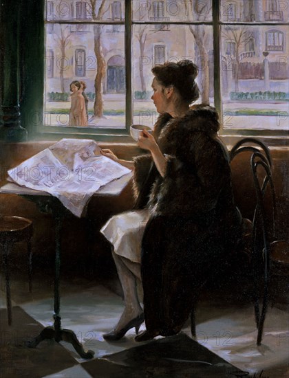 SANZ RICARDO
PINTURA(INTERIOR DE CAFETERIA-MUJER TOMANDO CAFE Y LEYENDO EL PERIODICO)
MADRID, COLECCION RICARDO SANZ
MADRID