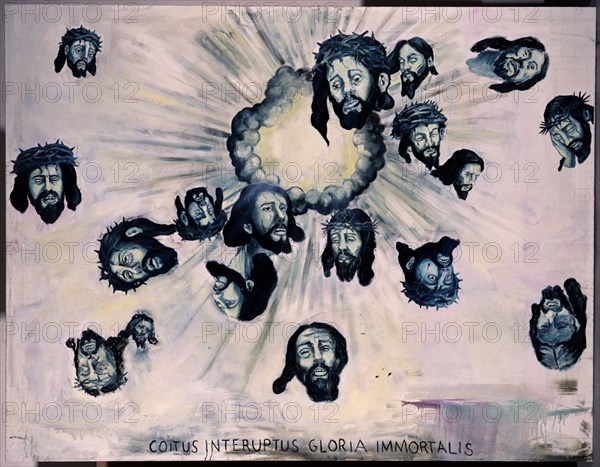 OCAMPO MANUEL 1965-
EL DEMONIO VIVE EN MI CULO CAGANDO CARAS DE CRISTO, 1998
MADRID, GALERIA SOLEDAD LORENZO
MADRID
