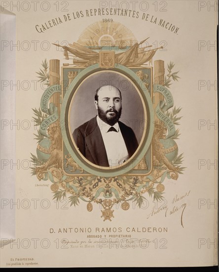 GALERIA REPRESENTANTES DE LA NACION 1869-D.ANTONIO RAMOS CALDERON-DIPUTADO DE ECIJA(SEVILLA)
MADRID, CONGRESO DE LOS DIPUTADOS-BIBLIOTECA
MADRID
This image is not downloadable. Contact us for the high res.
