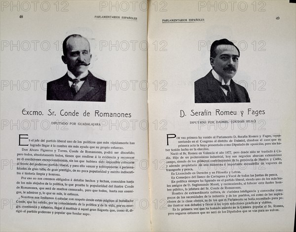 PARLAMENTARIOS ESPAÑOLES-RETRATOS:CONDE DE ROMANONES Y SERAFIN ROMEU Y FARGES-PG 48/49
MADRID, CONGRESO DE LOS DIPUTADOS-BIBLIOTECA
MADRID