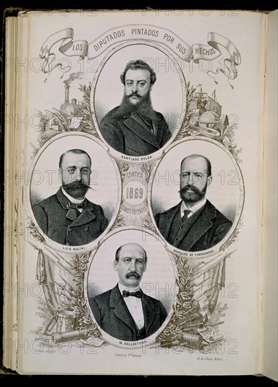 LLANTA B
DIPUTADOS PINTADOS POR SUS HECHOS"S SOLER-LUIS MOLINI-MQ TORREORGAZ-BALLESTERO"CORTES CONST 1869
MADRID, CONGRESO DE LOS DIPUTADOS-BIBLIOTECA
MADRID
This image is not downloadable. Contact us for the high res.