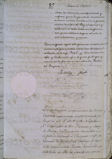 CONSTITUCION DE BAYONA 6 DE JULIO DE 1808 - PAGINA 20
MADRID, CONGRESO DE LOS DIPUTADOS-BIBLIOTECA
MADRID

This image is not downloadable. Contact us for the high res.