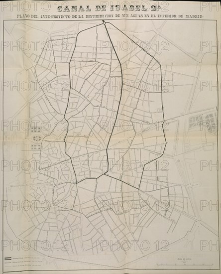PLANO DEL ANTEPROYECTO DE LA DISTRIBUCION DE LAS AGUAS EN EL INTERIOR DE MADRID(CANAL ISABEL II)1855
MADRID, CONGRESO DE LOS DIPUTADOS-BIBLIOTECA
MADRID