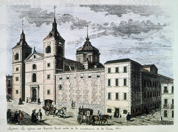 LA IGLESIA DEL ESPIRITU SANTO EN LA CARRERA S JERONIMO,ANTES DE LA INSTALACION DE LAS CORTES 1820
MADRID, MUSEO MUNICIPAL
MADRID