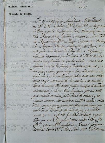 DOCUMENTO PARA CREAR UN TRATADO DE PAZ ENTRE ESPAÑA Y LA REPUBLICA DE MEJICO-REINA REGENTE
MADRID, CONGRESO DE LOS DIPUTADOS-BIBLIOTECA
MADRID