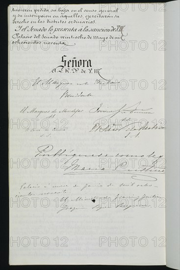 SANCION PRESENTADA EN EL SENADO 28/5/1890
MADRID, CONGRESO DE LOS DIPUTADOS-BIBLIOTECA
MADRID