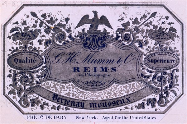 ETIQUETA DE CHAMPAGNE "G.H.MUMM & CO"REIMS-CALIDAD SUPERIOR-ESPUMOSO
