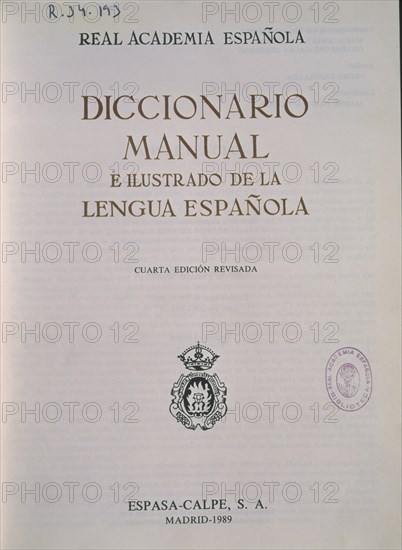 PORTADA DEL DICCIONARIO MANUAL E ILUSTRADO DE LA LENGUA ESPAÑOLA- 1989
MADRID, ACADEMIA DE LA LENGUA
MADRID
This image is not downloadable. Contact us for the high res.