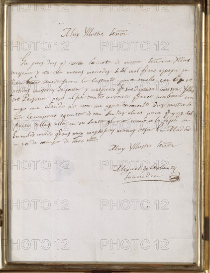 Cervantes, Letter from Miguel de Cervantes to the Academy ( march 1616)