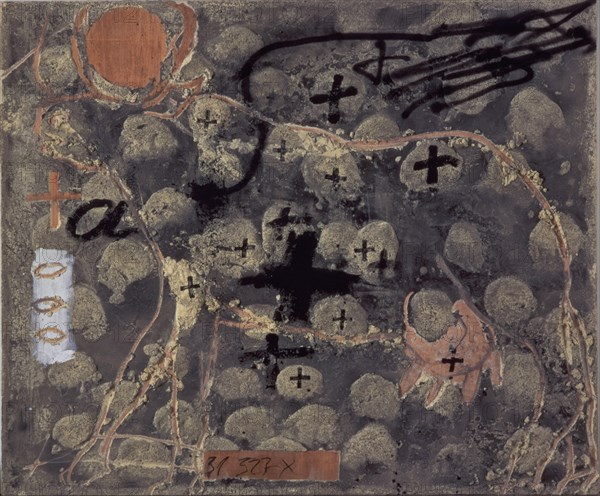 TAPIES ANTONI 1923-
MATERIA Y SILVETA- 1996- 250 X 300 - Tecnica Mixta/Madera
MADRID, GALERIA SOLEDAD LORENZO
MADRID