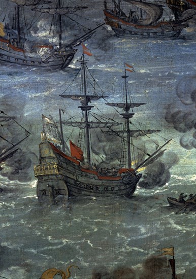 Zurbaran, Défense de Cadix contre les Anglais - Bataille navale (détail)
