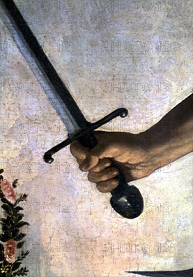 Zurbaran, Martyrdom of James - Hand and sword of the executioner (detail)