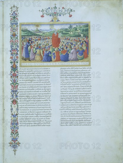 ILUSTRACION MINIADA DE LA BIBLIA - DEUTERONOMIO -MOISES CON LAS TABLAS DE LA LEY
VATICANO, BIBLIOTECA
VATICANO