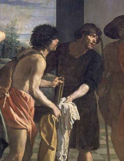 Velázquez, Joseph's tunic (detail Joseph's brothers)