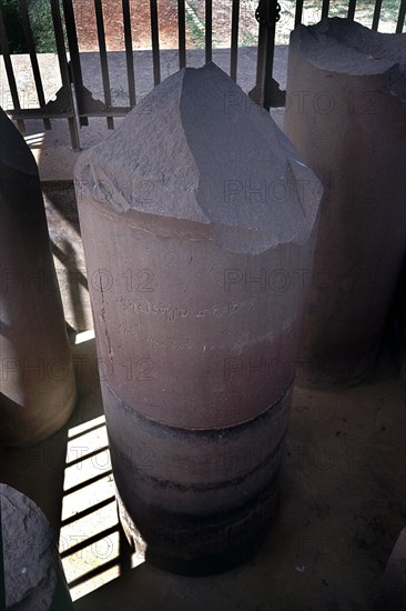 COLUMNA MONOLITICA- III AC- EDICTO ASOKA: EXPULSION MONJES DISIDENTES
SARNATH, EXTERIOR
INDIA