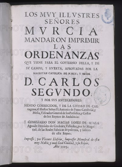 ORDENANZAS DE MURCIA APROBADAS POR CARLOS II Y POR SUS ANTECESORES - 1695
MADRID, SENADO-BIBLIOTECA
MADRID
This image is not downloadable. Contact us for the high res.