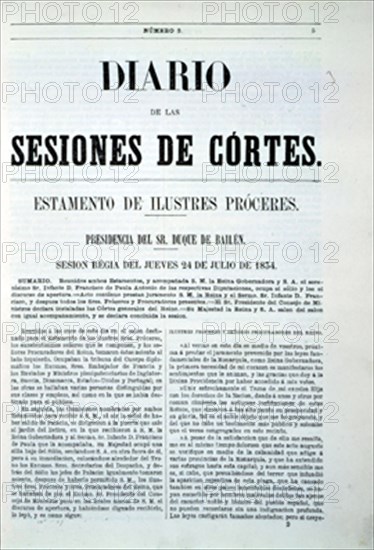 SESION REGIA (1ª DE LA REINA REGENTE Mª CRISTINA) 24/7/1834 - PRESIDIDA POR EL DUQUE DE BAILEN
MADRID, SENADO-BIBLIOTECA
MADRID