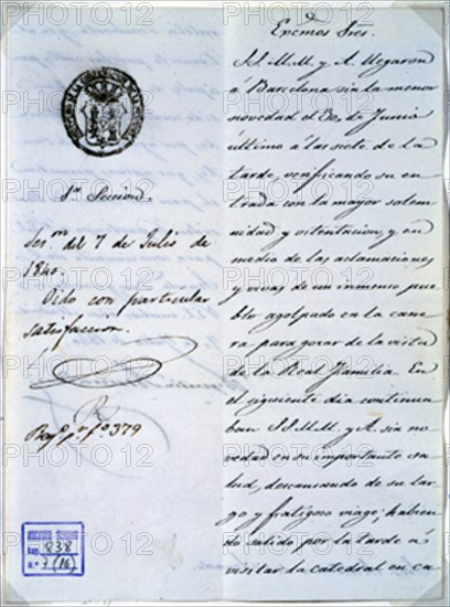 VIAJE DE ISABEL II A CALDAS(BARCELONA) EN JUNIO DE 1840 - LLEGADA DE LA FAMILIA REAL A BARCELONA
MADRID, SENADO-BIBLIOTECA
MADRID

This image is not downloadable. Contact us for the high res.