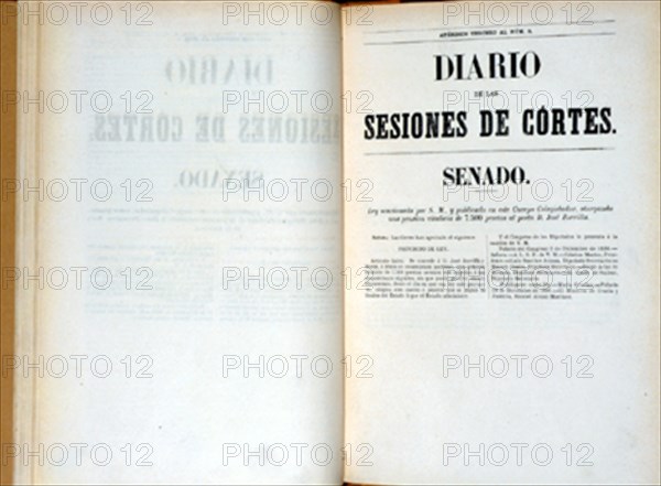 DIARIO DE SESIONES - CONCESION DE UNA PENSION VITALICIA A ZORRILLA EL 28/12/1886
MADRID, SENADO-BIBLIOTECA
MADRID