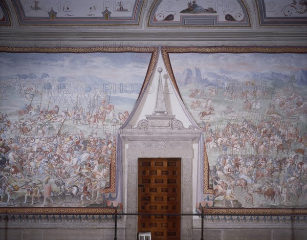 GRANELLO/TAVARON/CASTELLO/CAMBIASSO
DET- BATALLA DE HIGUERUELA (1431) - PINTURA AL FRESCO 1585 - SALA DE BATALLAS - DESPUES DE RESTAURAR
SAN LORENZO DEL ESCORIAL, MONASTERIO-INTERIOR
MADRID