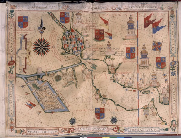 VAZ DOURADO FERNAO 1520/80
MAPA DE MESOPOTAMIA Y EL IMPERIO PERSA - ATLAS PORTULANO - 1568 - MAR ARABIGO
MADRID, COLECCION DUQUES DE ALBA
MADRID