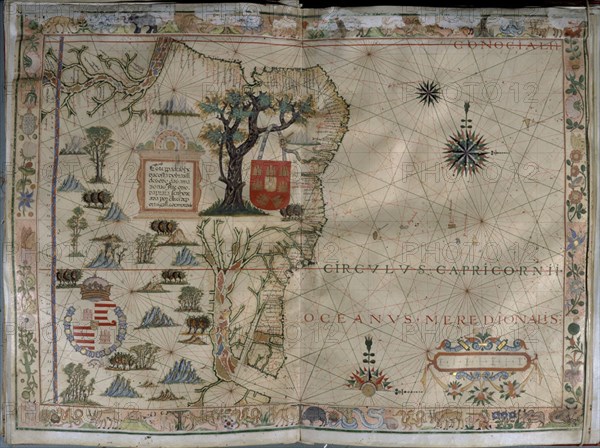 VAZ DOURADO FERNAO 1520/80
MAPA DE BRASIL - ATLAS PORTULANO - 1568
MADRID, COLECCION DUQUES DE ALBA
MADRID