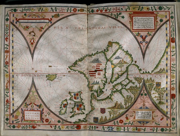 VAZ DOURADO FERNAO 1520/80
ATLAS PORTULANO - 1568
MADRID, COLECCION DUQUES DE ALBA
MADRID