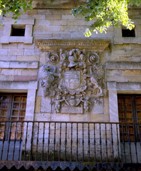 EXTERIOR -  ESCUDO EN LA FACHADA
CORRALES DE BUELNA, PALACIO CONDES DE MANSILLA
CANTABRIA