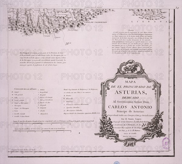 LOPEZ TOMAS 1730/1802
MAPA DEL PRINCIPADO DE ASTURIAS DEDICADO AL PRINCIPE DE ASTURIAS CARLOS ANTONIO- 1777(1ª PARTE)
MADRID, BIBLIOTECA NACIONAL MAPAS
MADRID
This image is not downloadable. Contact us for the high res.