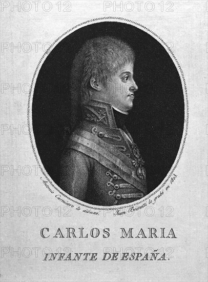 CARNICERO ANTONIO 1748/1814
CARLOS MARIA INFANTE DE ESPAÑA - GRABADO POR JUAN BRUNETTI EN 1803
MADRID, MUSEO MUNICIPAL
MADRID
