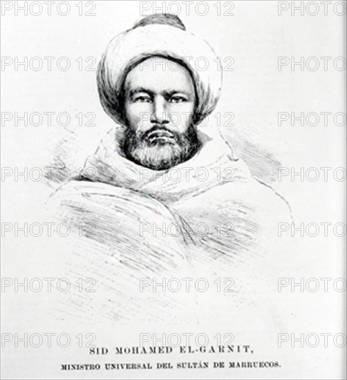 MOHAMED EL-GARNIT MINISTRON DEL SULTAN DE MARRUECOS - GRABADO S XIX
MADRID, BIBLIOTECA NACIONAL GRABADO
MADRID