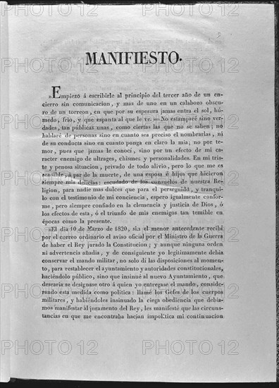 SOMBIELA JOSE ANTONIO
MANIFIESTO QUE ESCRIBIO EN UN CALABOZO EL GRAL DON FRANCISCO JAVIER ELIO - 1823