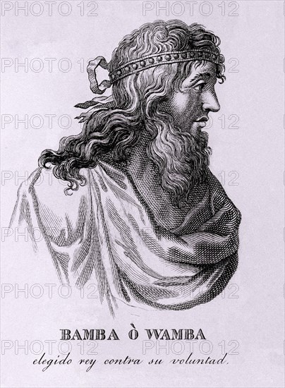WAMBA (672-680) - REY VISIGODO ELEGIDO POR LA NOBLEZA
MADRID, BIBLIOTECA NACIONAL GRABADO
MADRID