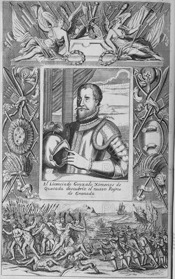 HERRERA Y TORDESILLAS ANTONIO 1549/1625
GONZALO JIMENEZ DE QUESADA - 1509/1579 - ABOGADO LITERATO Y CONQUISTADOR - PORTADA DE HISTORIA GENERAL DE LOS HECHOS DE LOS CASTELLANOS
MADRID, BIBLIOTECA NACIONAL ESTAMPAS
MADRID

This image is not downloadable. Contact us for the high res.