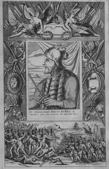 HERRERA Y TORDESILLAS ANTONIO 1549/1625
VASCO NUÑEZ DE BALBOA - 1475/1519 - HISTORIA GENERAL DE LOS HECHOS DE LOS CASTELLANOS EN LAS ISLAS DE TIERRA FIRME DEL MAR OCEANO - 1601
MADRID, BIBLIOTECA NACIONAL ESTAMPAS
MADRID

This image is not downloadable. Contact us for the high res.