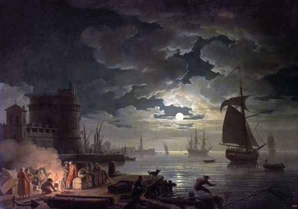 VERNET CLAUDE JOSEPH 1714/89
ENTRADA DEL PUERTO DE PALERMO CON CLARO DE LUNA - 1769 -  99,5x138
SAN PETESBURGO, MUSEO ERMITAGE
RUSIA