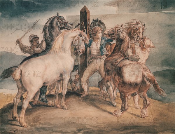 GERICAULT THEODORE 1791/1824
CUATRO CABALLOS ATADOS A UN POSTE - S XIX - ROMANTICISMO FRANCES
PARIS, MUSEO LOUVRE-INTERIOR
FRANCIA