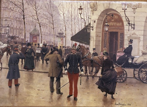 Béraud, The boulevard des capucines, in front of the theater Théâtre du Vaudeville