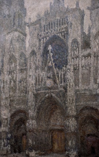 Monet, Rouen Cathedral, West Portal, Grey Weather