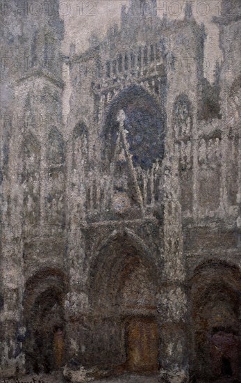 Monet, Cathédrale de Rouen, le portail, temps gris, harmonie grise