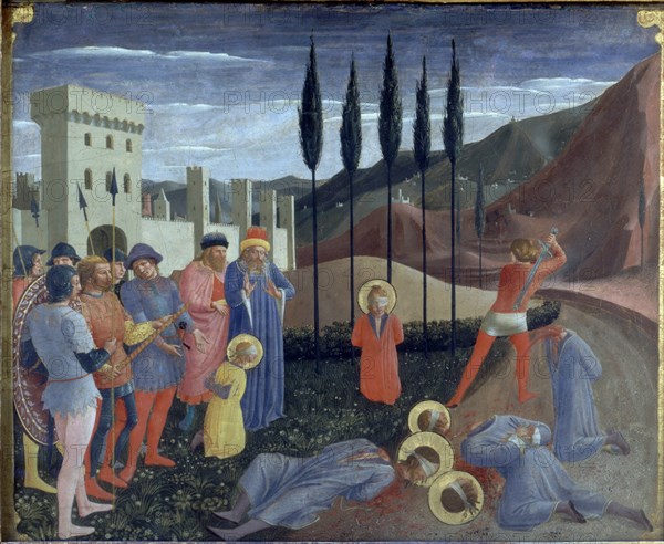 FRA ANGELICO 1400/1455
MARTIRIO DE SAN COSME Y SAN DAMIAN- 1438-1440- 37,3x46,1- PREDELA DEL RETABLO DE S MARCOS
PARIS, MUSEO LOUVRE-INTERIOR
FRANCIA