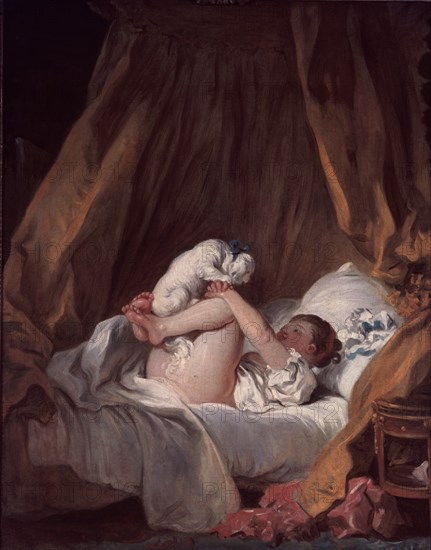 Fragonard, Young Woman Playing with a Dog