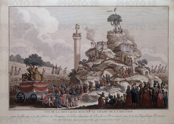 MONTAÑA DEL CAMPO DE LA REUNION PARA LA FIESTA DEL SER SUPREMO - JULIO 1794 - GRABADO S XIX
PARIS, BIBLIOTECA NACIONAL
FRANCIA