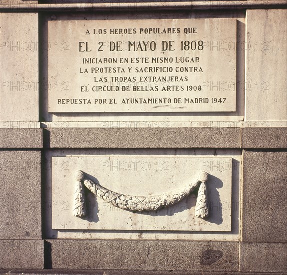 PLACA CONMEMORATIVA A LOS HEROES DE LA REVUELTA DEL 2 DE MAYO DE 1808 - S XX
MADRID, EXTERIOR
MADRID
This image is not downloadable. Contact us for the high res.