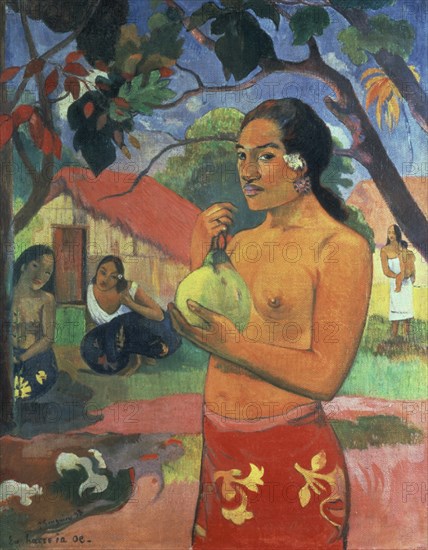 GAUGUIN PAUL 1848/1903
EU HAERE IA OE (MUJER QUE SOSTIENE UNA FRUTA) - 1893 - 92,5x73,5 - POSTIMPRESIONISMO FRANCES
SAN PETESBURGO, MUSEO ERMITAGE
RUSIA