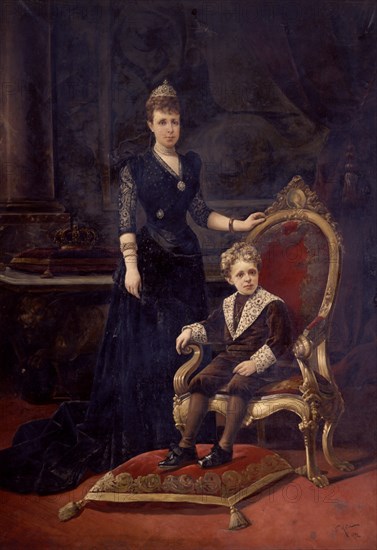 MOTA V
RETRATO DE LA REINA MARIA CRISTINA DE HABSBURGO-REINA REGENTE CON SU HIJO ALFONSO XIII-1892
MADRID, MINISTERIO HACIENDA
MADRID