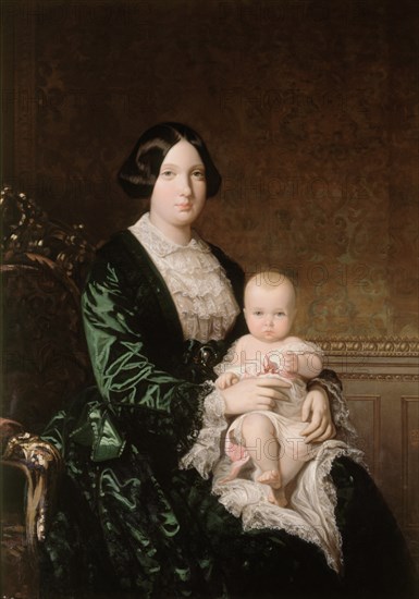 MADRAZO FEDERICO 1815/94
Portrait de la reine Isabelle II d'Espagne, avec l'infante Isabel - 1852- O/L 142x101 - ROMANTICISMO ESPAÑOL
MADRID, CUARTEL GRAL EJERCITO TIERRA
MADRID