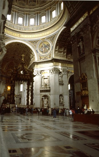 MIGUEL ANGEL 1475-1564
CUPULA (TERMINADA EN 1590 POR DOMENICO FONTANA Y GIACOMO DE LA PORTA) Y BALDAQUINO DE BERNINI
VATICANO, BASILICA DE SAN PEDRO
VATICANO

This image is not downloadable. Contact us for the high res.