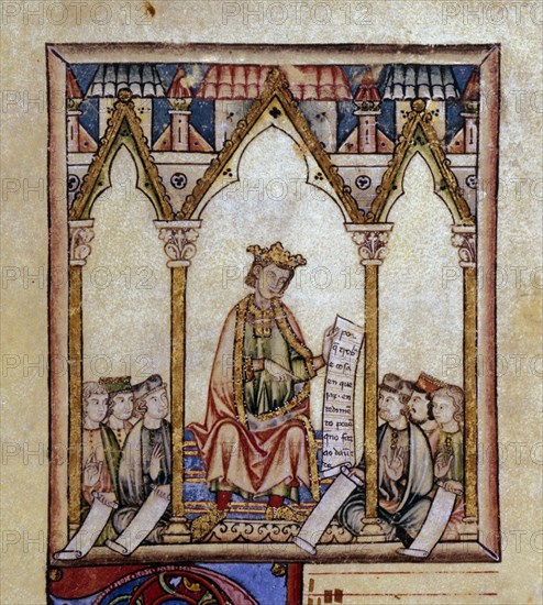 ALFONSO X EL SABIO 1221/84
D- MTI1-CANTIGA STA MARIA-F4V-PROLOGO-ALFONSO X COMO TROVADOR CON SU CORTE-S XIII
SAN LORENZO DEL ESCORIAL, MONASTERIO-BIBLIOTECA
MADRID