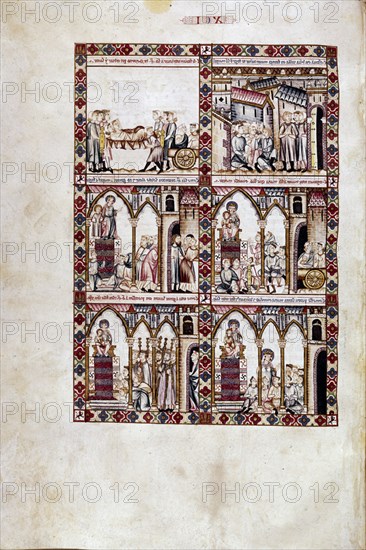 ALFONSO X EL SABIO 1221/84
MTI1-CANTIGA STA MARIA Nº91-F133R-CURACION COLECTIVA DE ENFERMOSDEL FUEGO DE SAN MARCIAL-S XIII
SAN LORENZO DEL ESCORIAL, MONASTERIO-BIBLIOTECA
MADRID

This image is not downloadable. Contact us for the high res.